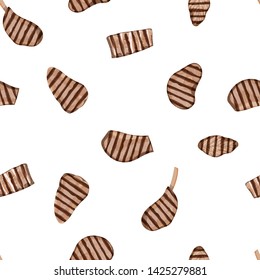 Barbecue meat design. Seamless pattern. White background. Vector illustration.