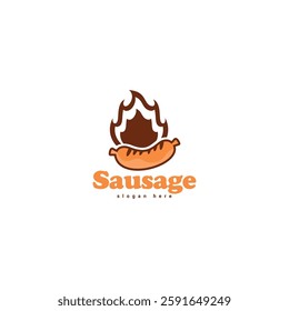 Barbecue meat grilled sausage logo vector symbol