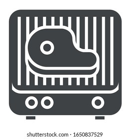 Icono de carne de parrillada sobre fondo blanco