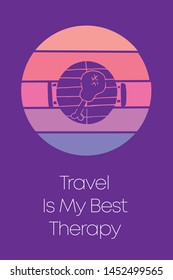 Barbecue and Meat Icon for Poster with Text or Typography "Travel Is My Best Therapy". Vector Illustration for Graphic Design, Shirt, Template, Card, Background, and More.