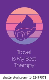 Barbecue and Meat Icon for Poster with Text or Typography "Travel Is My Best Therapy". Vector Illustration for Graphic Design, Shirt, Template, Card, Background, and More.