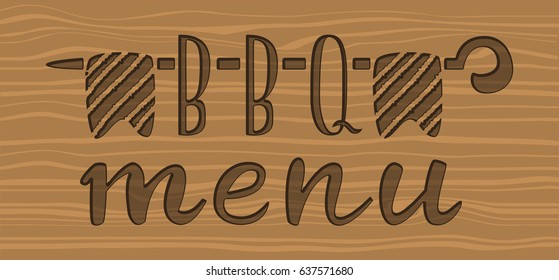 Barbecue menu label, logo and emblem vector templates isolated on white background. Steak house restaurant menu design element.