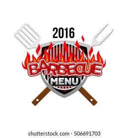 Barbecue menu logo design template