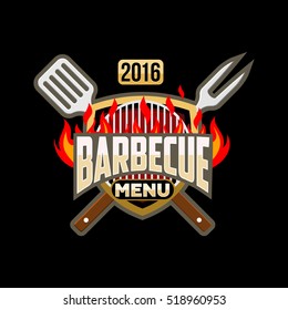 barbecue menu logo emblem vector template