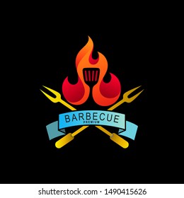 Barbecue menu logo icon emblem vector template, BBQ logo, Fire icon