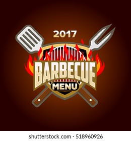 barbecue menu logo icon emblem vector template