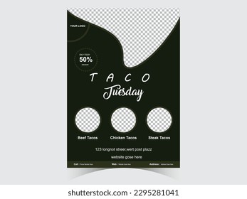 Barbecue menu placemat food restaurant brochure, bbq template design. Realistic Detailed 3d Tacos Mexican Food Day Vintage creative dinner invitation with hand-drawn graphic. Vector food menu flyer.
