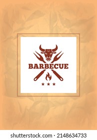 Barbecue Menu Retro Konzept Design Stil. Vektorgrafik