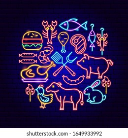 Barbecue Neon Concept. Vector Illustration of BBQ Promotion.