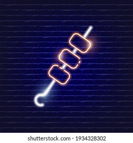 Barbecue neon icon. Glowing Vector illustration icon for mobile, web and menu design. Food concept