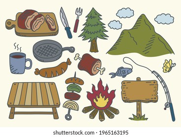 Barbecue of outdoor illustrations color