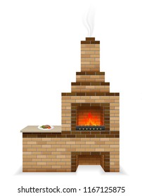 barbecue oven built of bricks vector illustration isolated on white background