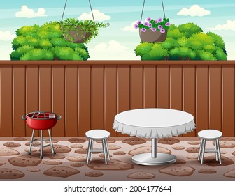 Barbecue party background in the backyard