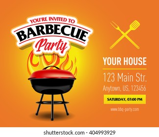 Barbecue party design template, Barbecue invitation.  Isolated Vector illustration.