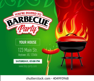Barbecue party design template, Barbecue invitation.  Isolated Vector illustration.