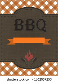 Barbecue party flyer or poster. Hot BBQ steak grill house. Event retro typography.