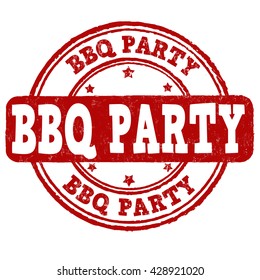 Barbecue party grunge rubber stamp on white background, vector illustration