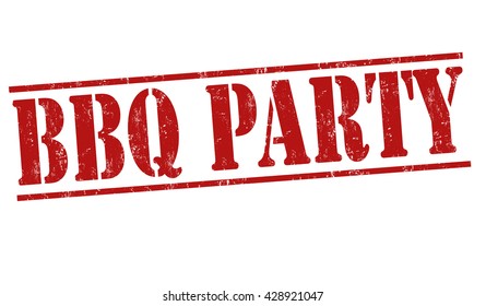 Barbecue party grunge rubber stamp on white background, vector illustration