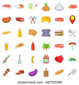 Barbecue party icons set. Cartoon style of 36 barbecue party vector icons for web isolated on white background