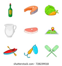 Barbecue party icons set. Cartoon set of 9 barbecue party vector icons for web isolated on white background