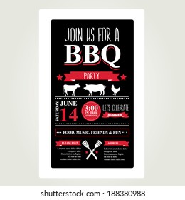 Barbecue party invitation. BBQ brochure menu design. 