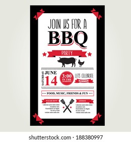 Barbecue party invitation. BBQ brochure menu design. 