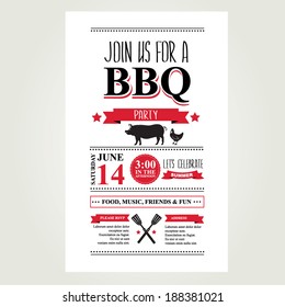 Barbecue Party Invitation. BBQ Brochure Menu Design. 