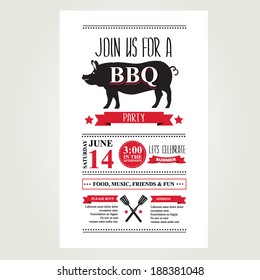 Barbecue party invitation. BBQ brochure menu design. 