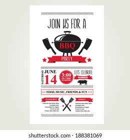 Barbecue party invitation. BBQ brochure menu design. 