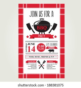 Barbecue party invitation. BBQ brochure menu design. 