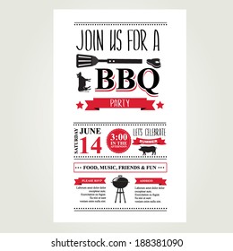 Barbecue party invitation. BBQ brochure menu design. 