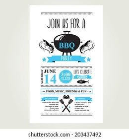 Barbecue party invitation. BBQ brochure menu design.