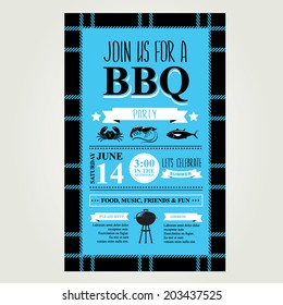 Barbecue party invitation. BBQ brochure menu design.