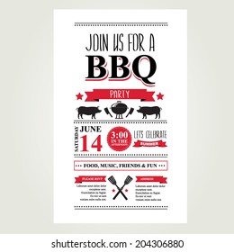 Barbecue Party Invitation. BBQ Brochure Menu Design.