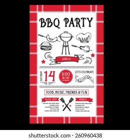 Barbecue party invitation. BBQ brochure menu design.