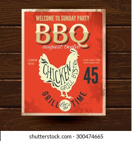 Barbecue party invitation. BBQ brochure menu design.