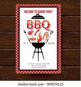 Barbecue party invitation. BBQ brochure menu design. eps10
