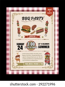 Barbecue party invitation. BBQ template menu design. Food flyer.vector format eps10