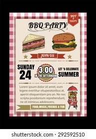 Barbecue party invitation. BBQ template menu design. Food flyer.vector format eps10