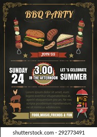 Barbecue party invitation. BBQ template menu design. Food flyer.vector format eps10