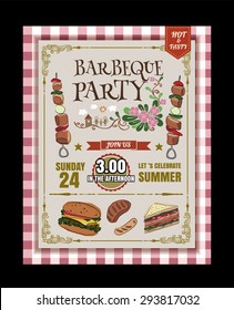 Barbecue party invitation. BBQ template menu design. Food flyer.vector format eps10
