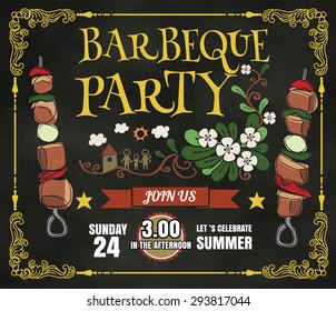 Barbecue party invitation. BBQ template menu design. Food flyer.vector format eps10