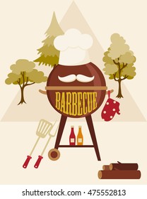 Barbecue party invitation. Flyer/card/invitation template. Vector illustration. Vertical