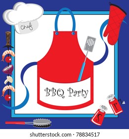 Barbecue party invitation with large apron