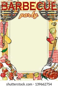 Barbecue Party Invitation with space for text, BBQ Grill background