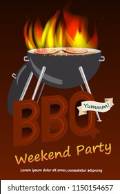 Barbecue party logo, party invitation template. Vector illustration