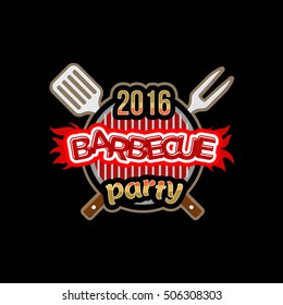Barbecue party logo template.
