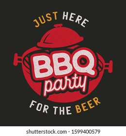 Barbecue party logo template. BBQ print for t-shirt, sticker, poster. Stock vector emblem