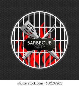 Barbecue party logo vector icon design template