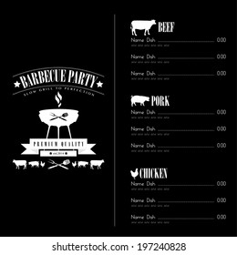 Barbecue Party Menu in black background